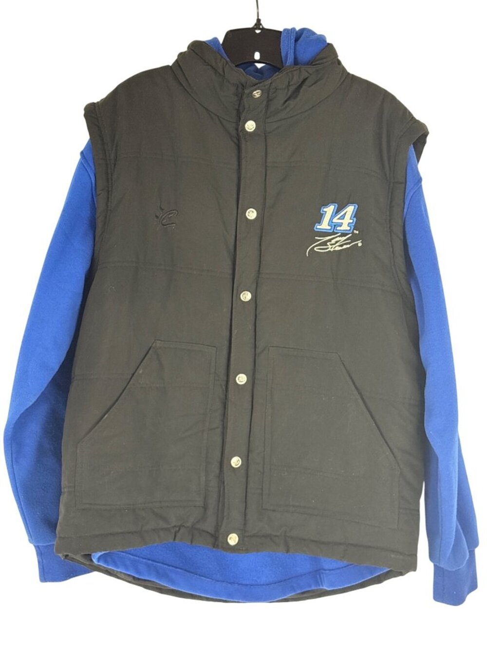 Chase Authentics NASCAR Tony Stewart #14 Black & Blue Hooded Vest Jacket MD